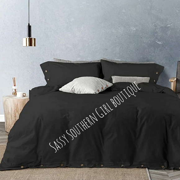 🆕⭐ Boho black 100% cotton duvet cover set - Picture 1 of 8